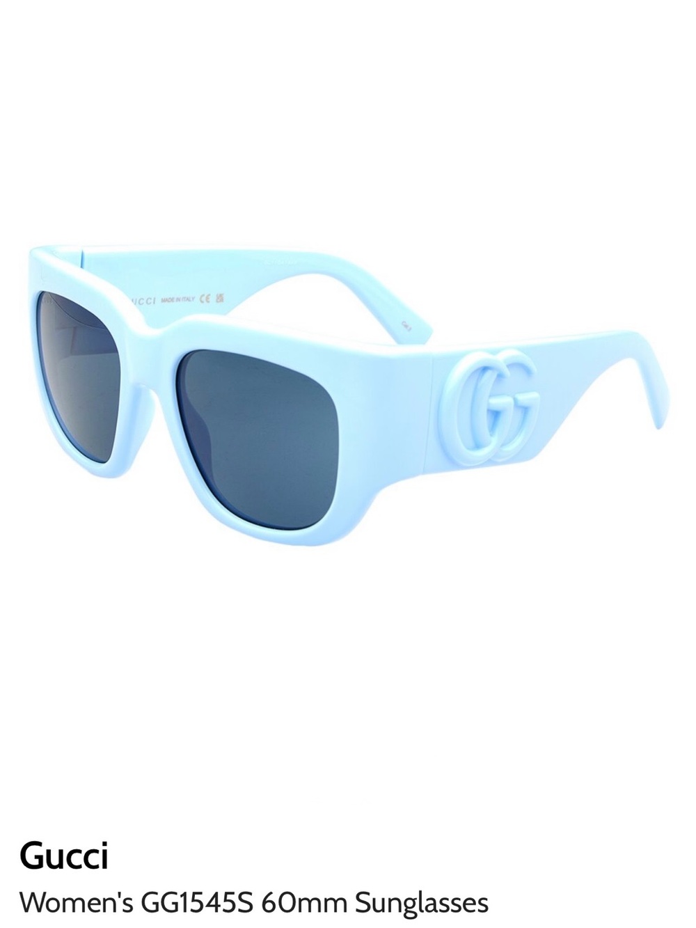 Gucci Light Blue Chunky Square Women's Sunglasses
